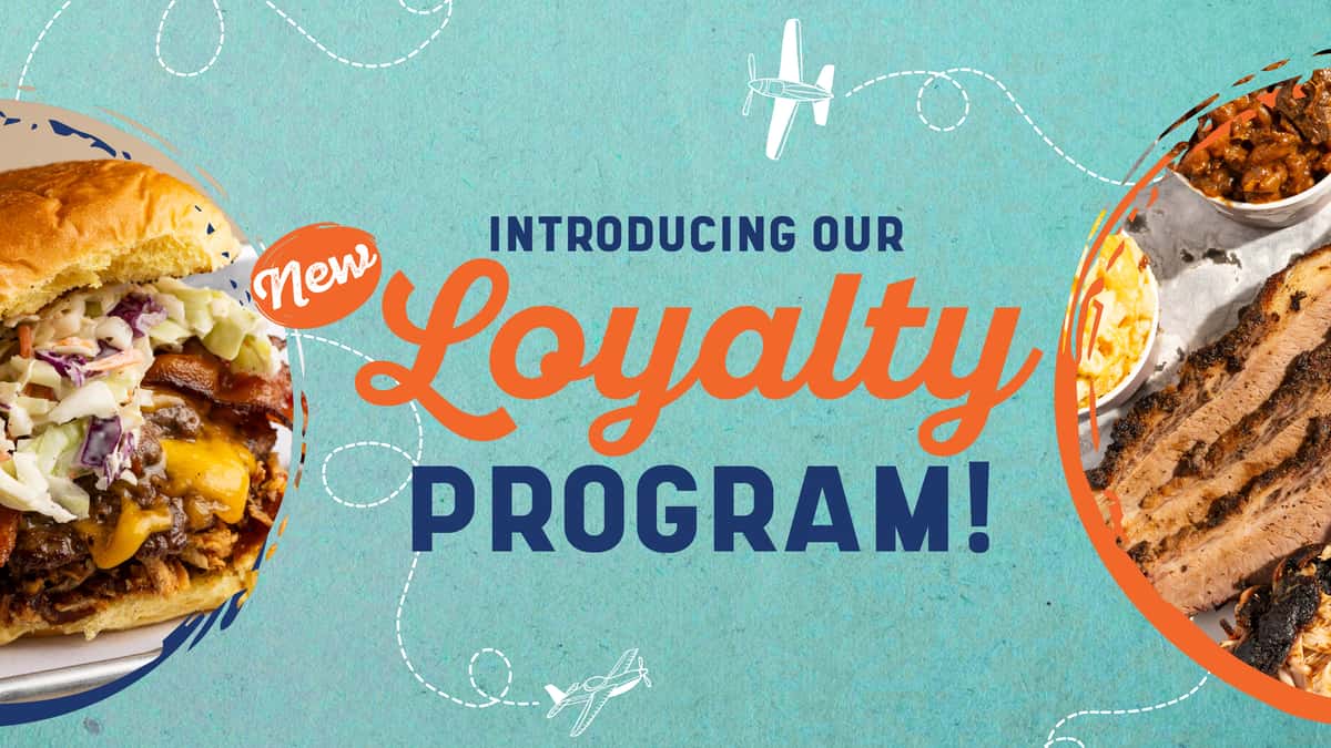 loyalty program with photos of planes and food