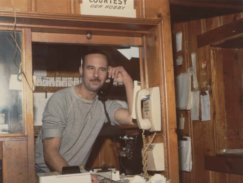 vintage photo of worker on phone