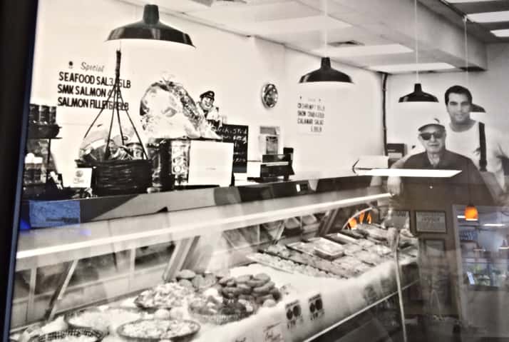 vintage photo of the display case inside the market