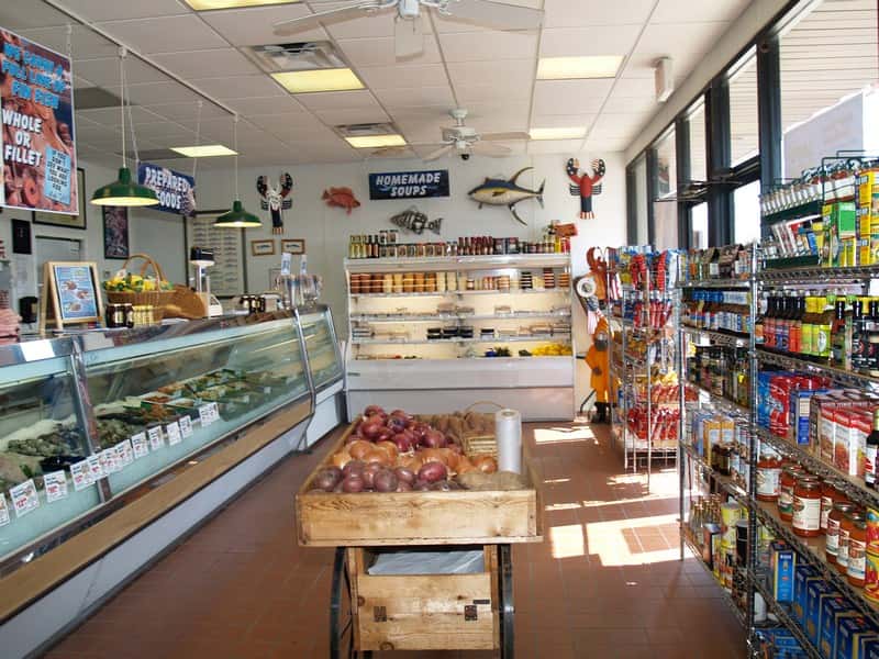 interior of the market with various products