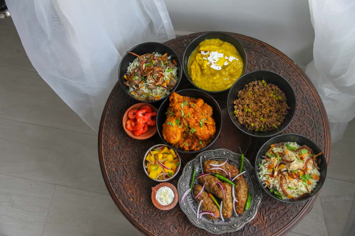 Variety of dishes on the table