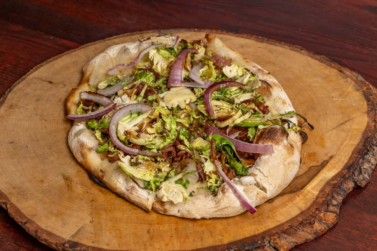 The Triple B pizza with bacon, red onions and cabbage