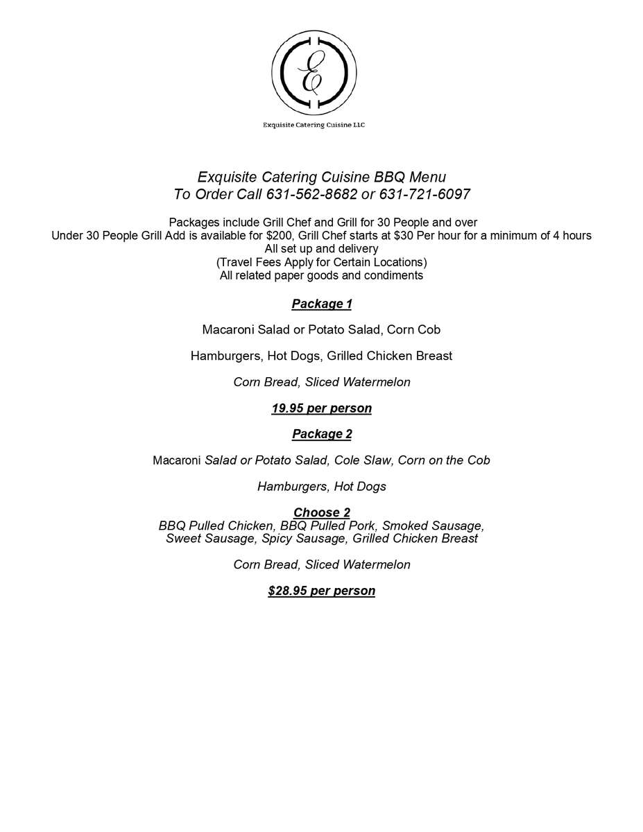 ECC BBQ Catering Packages 1