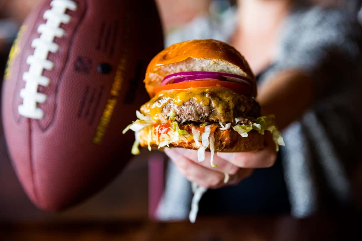 football and burger
