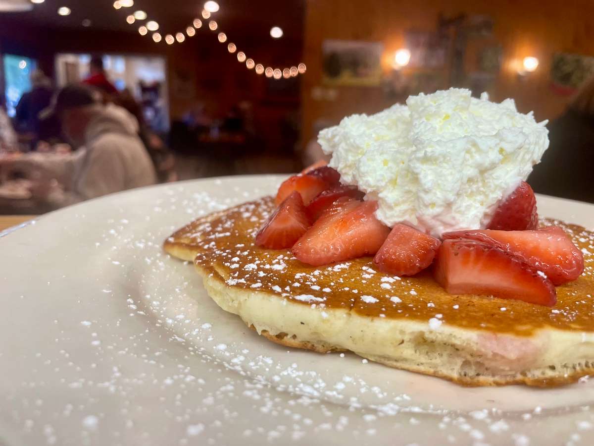Strawberry and cream pancakes