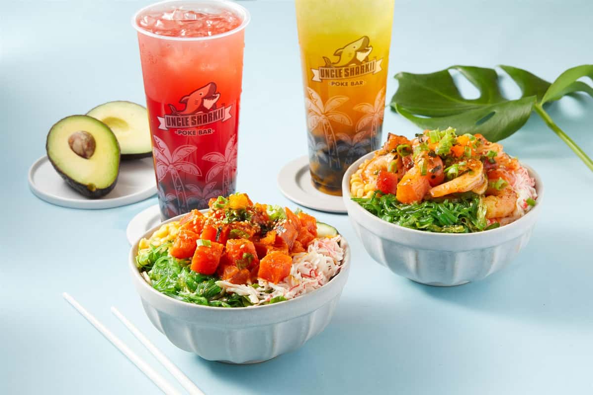 poke and iced drinks