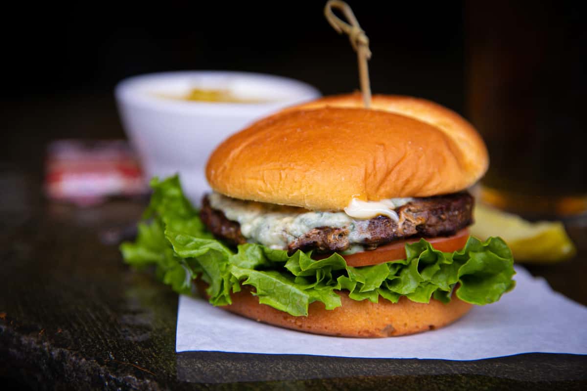 Bleu Cheese Burger Menu Charlie's Bar & Grill Sports Bar in