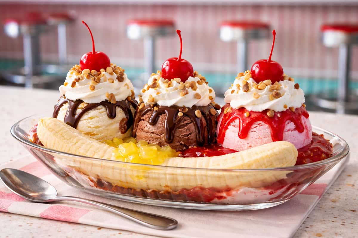 Classic banana split indulgence