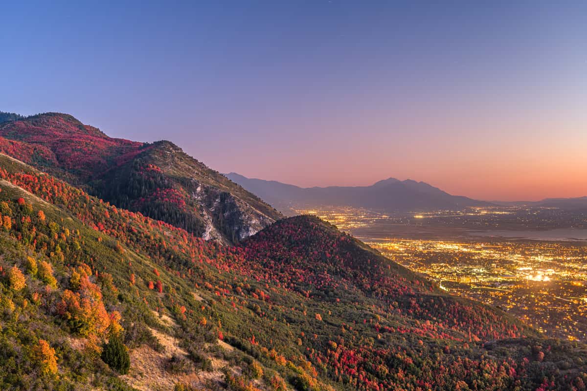Mountains with a pink sunset