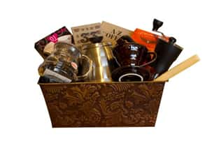 gift box of coffee related items