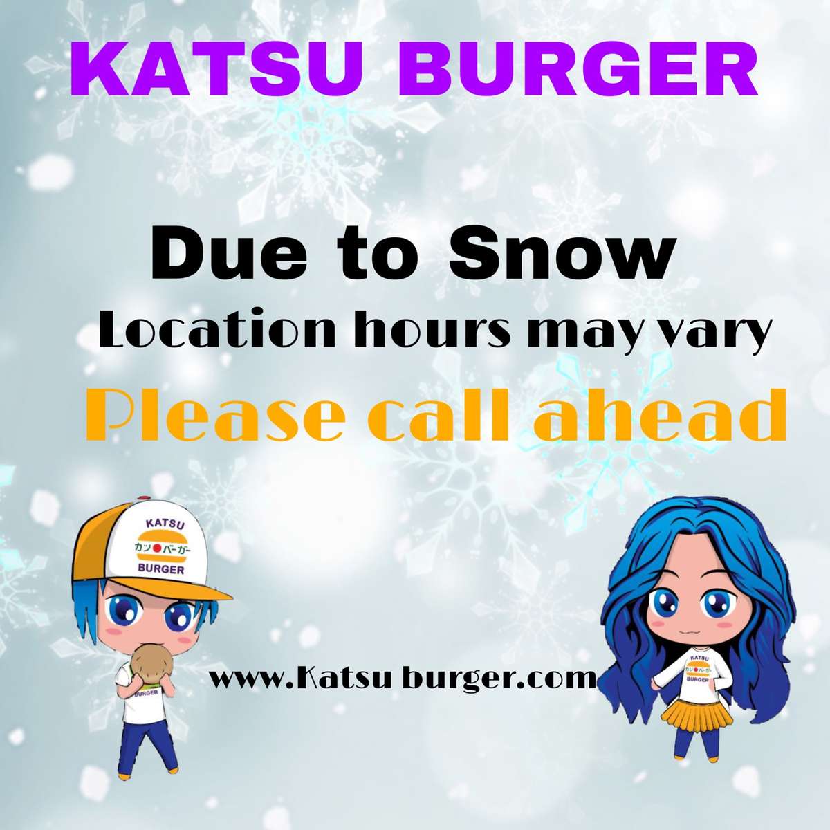 katsu burger due to snow location hours may vary please call ahead