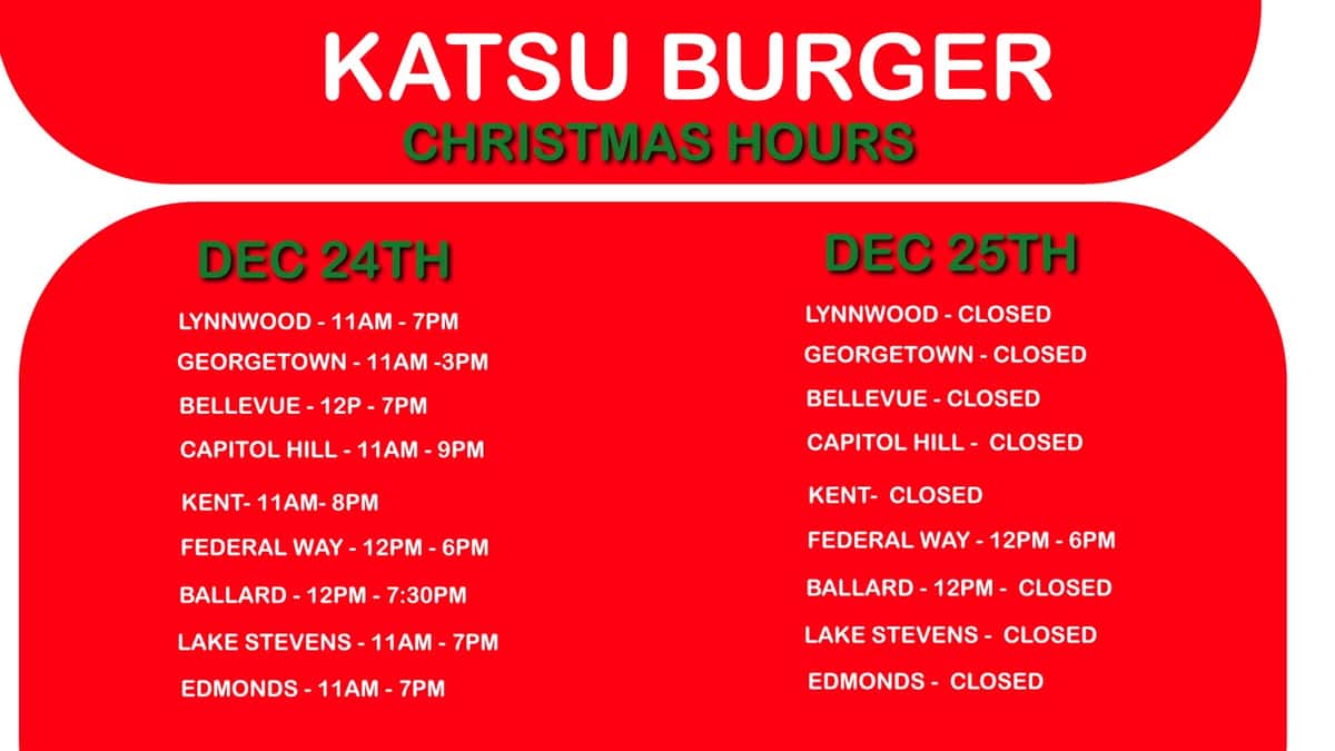 Katsu Burger Christmas Hours