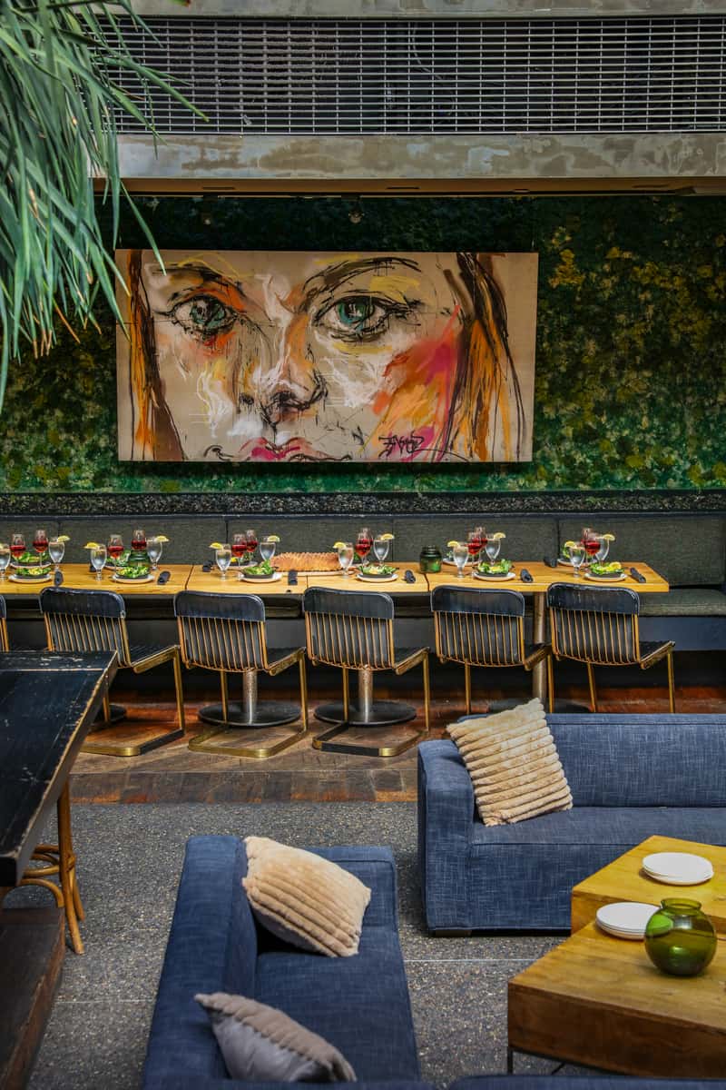 Fireside dining area