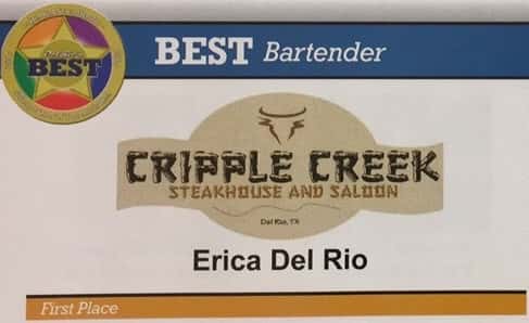 best bartender cripple creek steakhouse and saloon del rio, tx erica del riofirst place