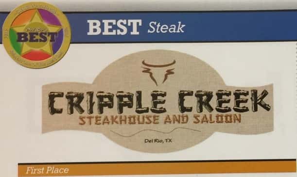 best steak cripple creek steakhouse and saloon del rio, tx first place