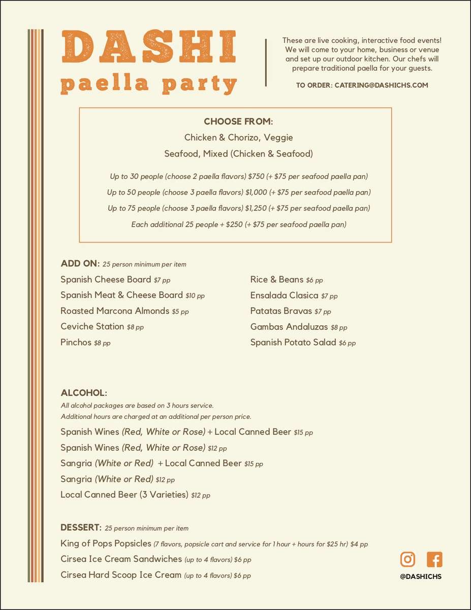 Paella Menu
