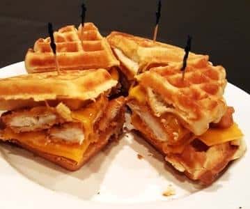 Chicken and waffle sandwich