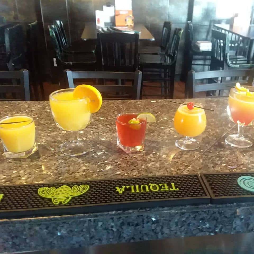 Assorted cocktails on a bar-top