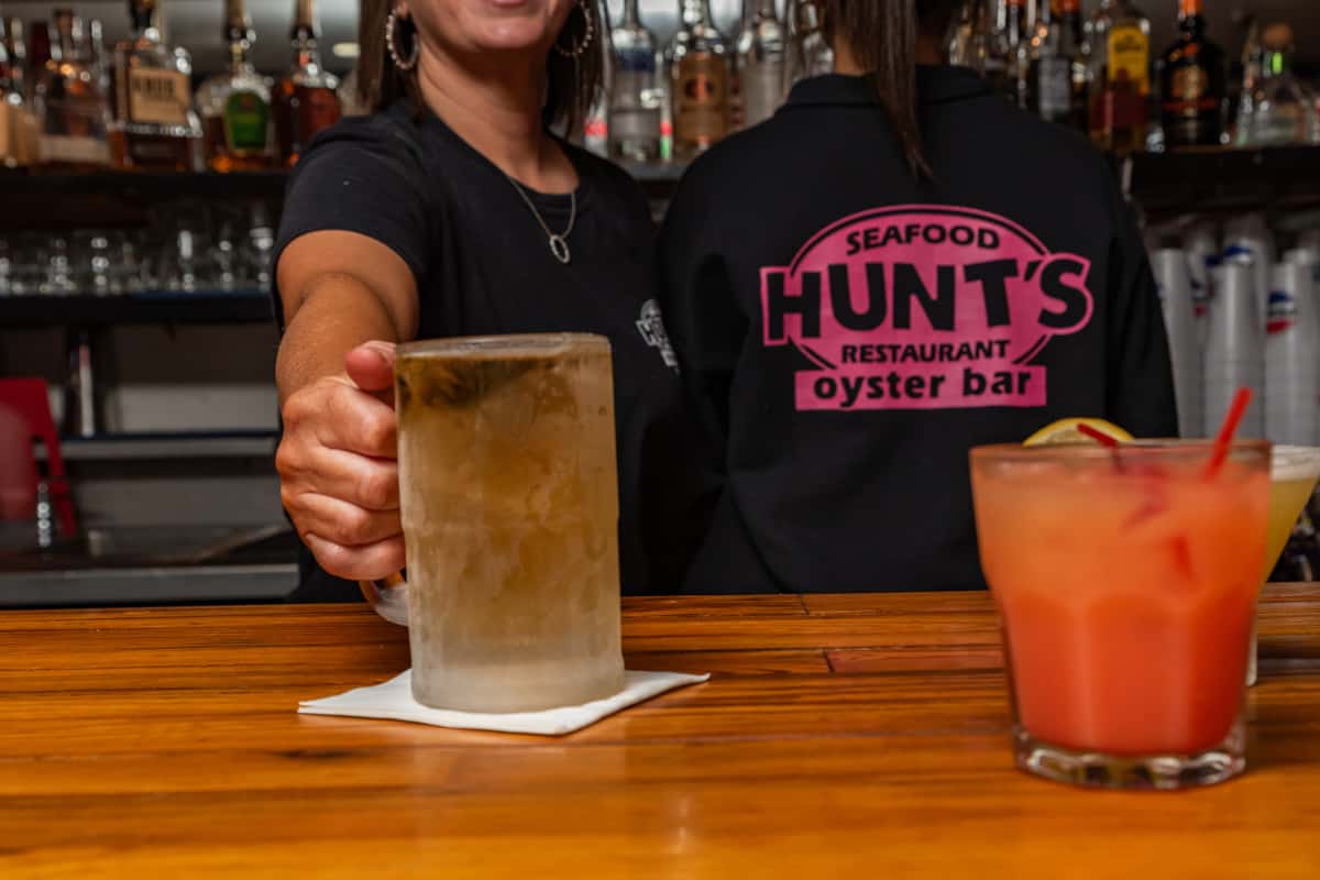 Woman serving a beer
