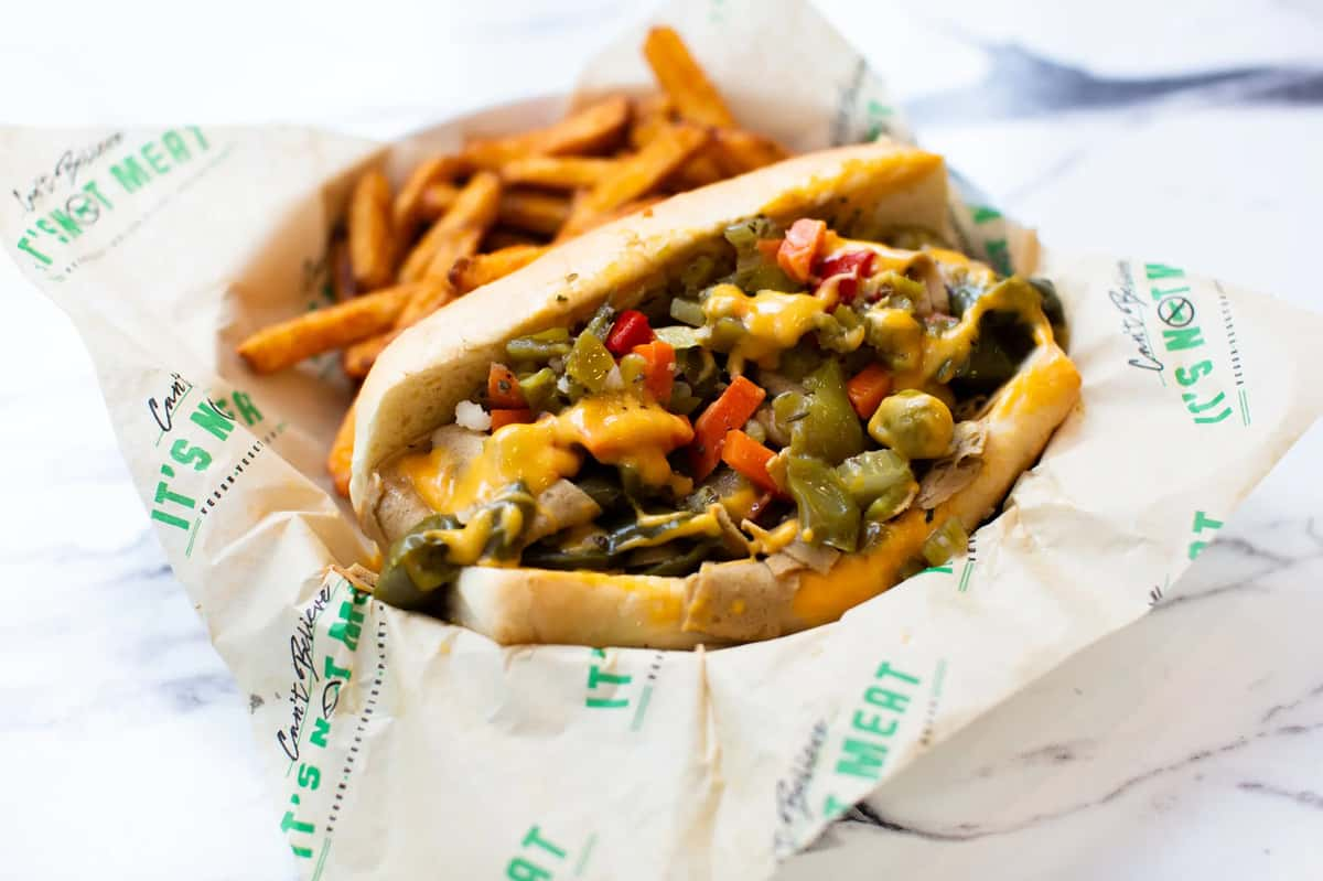 Pizza puff w/ sausage, cheese & spinach, plus fries & mild sauce from Can't  Believe It's Not Meat in Chicago's Hyde Park neighborhood. Amazing place!  HIGHLY recommend : r/VeganFoodPorn