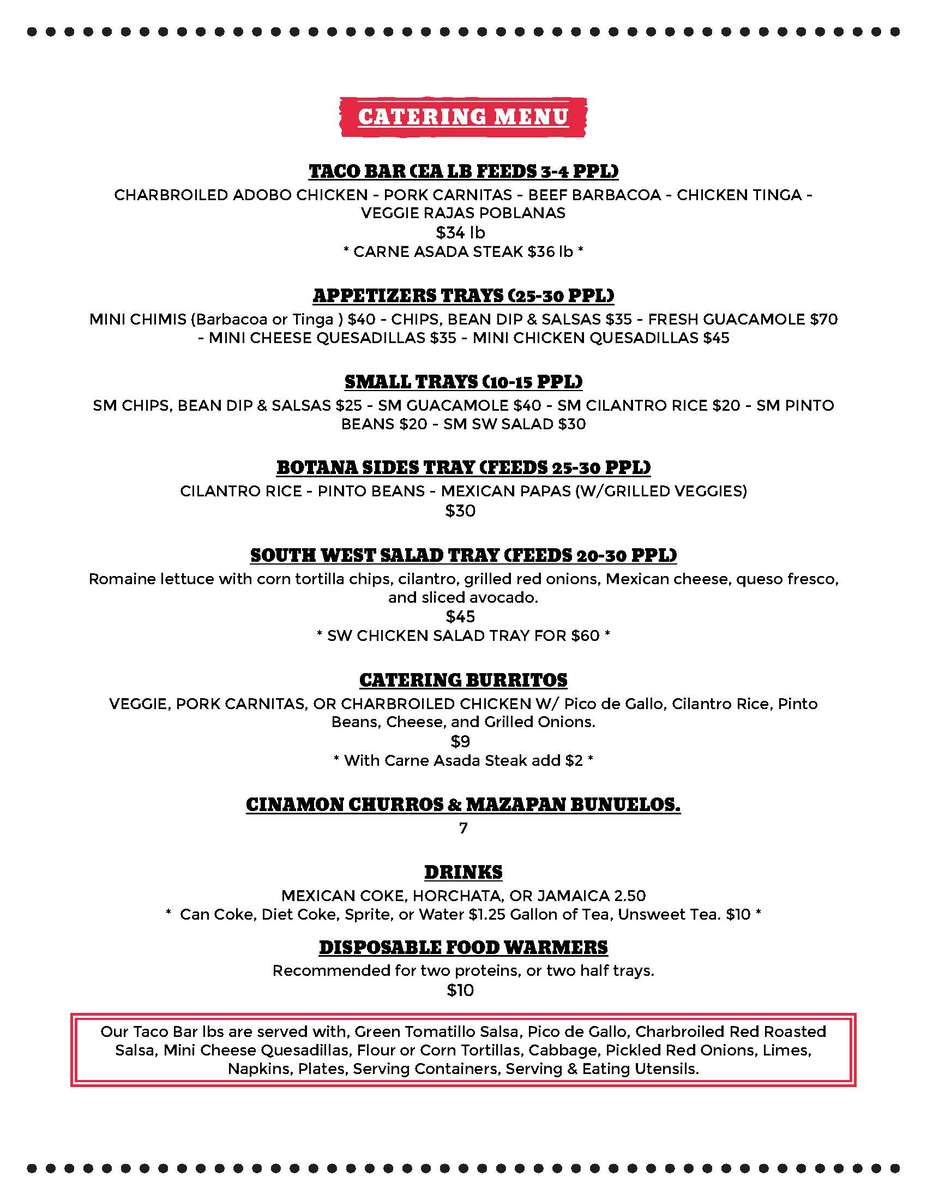 New Menu - La Botana - Mexican Restaurant in Tucson, AZ