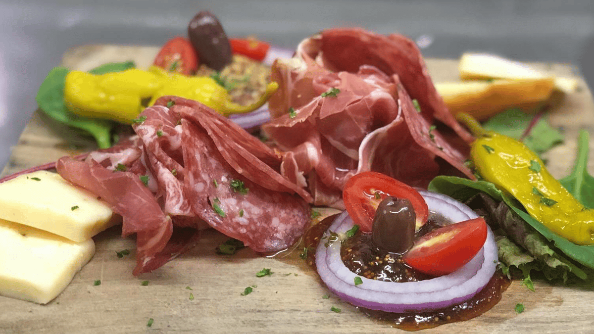 Cheese and slices of meat