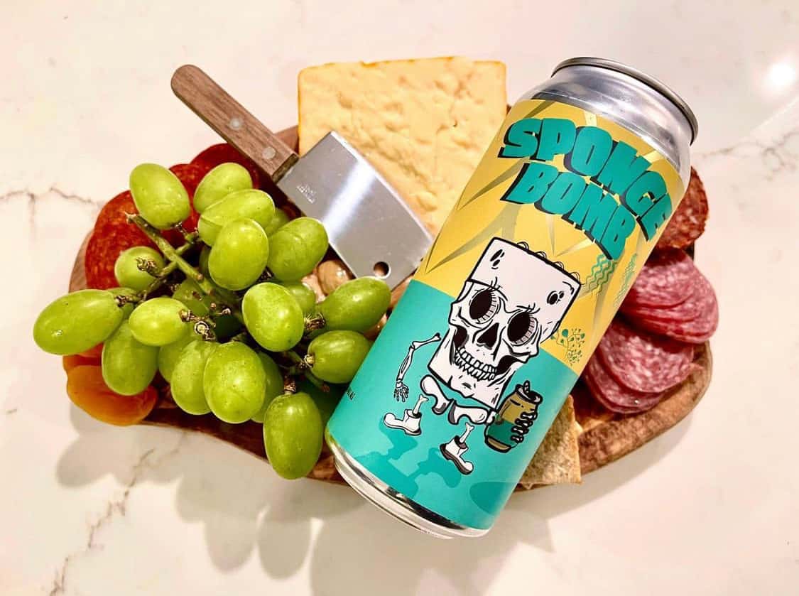 beer can and grapes