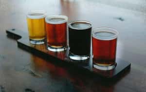 beer flight on a table