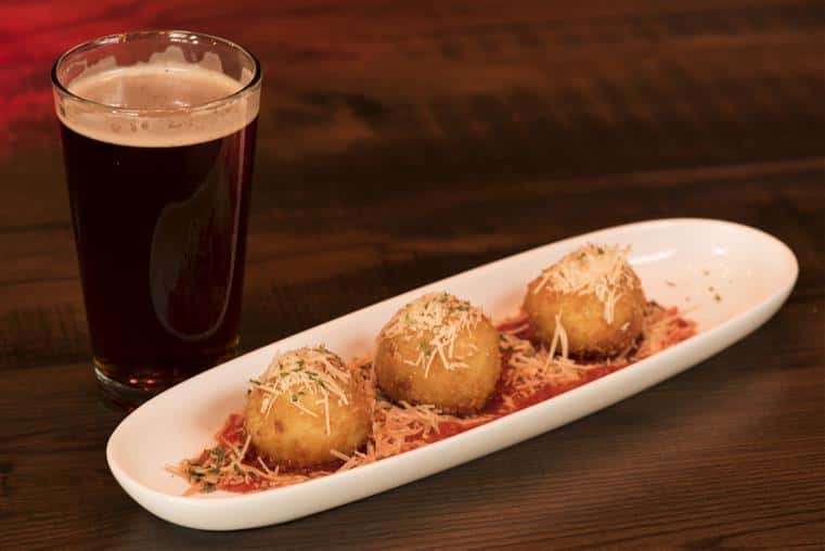 Falafel Fritters with pint of beer
