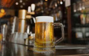 lite beer in a stein at the bar