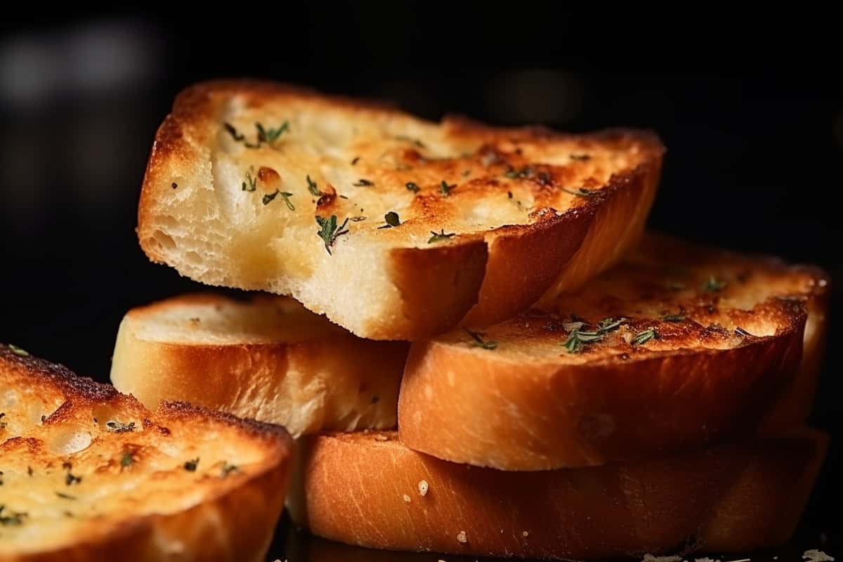 Garlic Bread with a black background