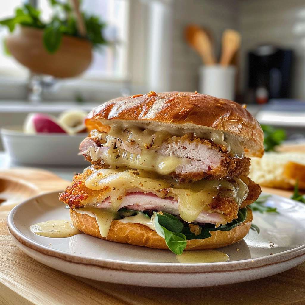chicken cordon Bleu sandwich