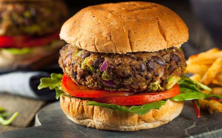 veggie burger with lettuce and tomato