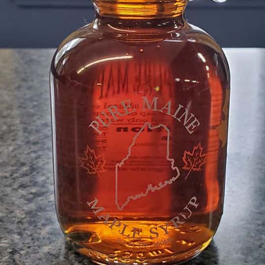 Pure Maine Maple Syrup in a glass jar