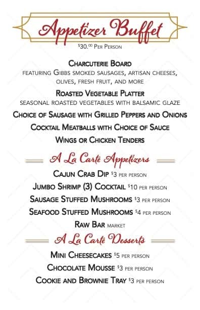Appetizer Buffet and A La Carte Appetizers