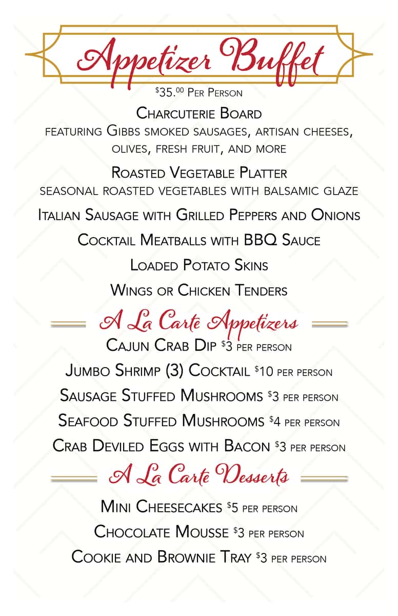 2026 catering menu