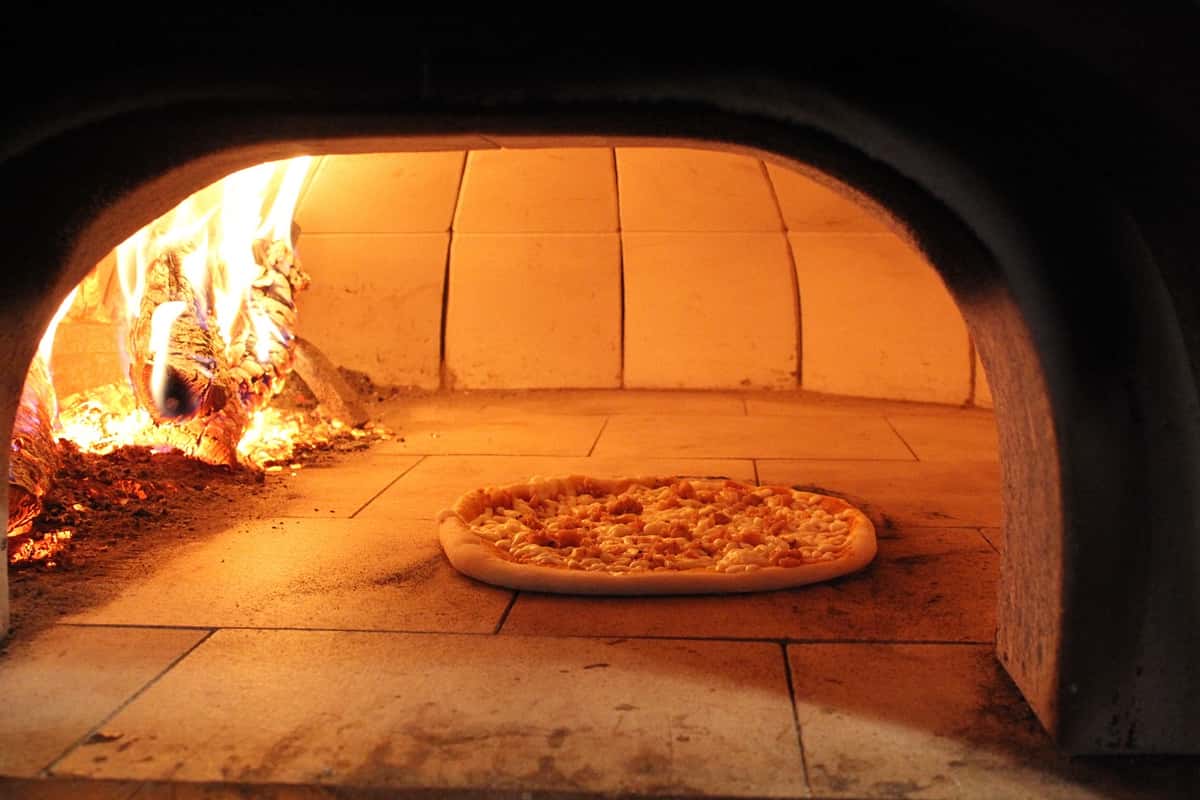 Pizza in an oven