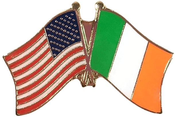 American and Irish flags pin