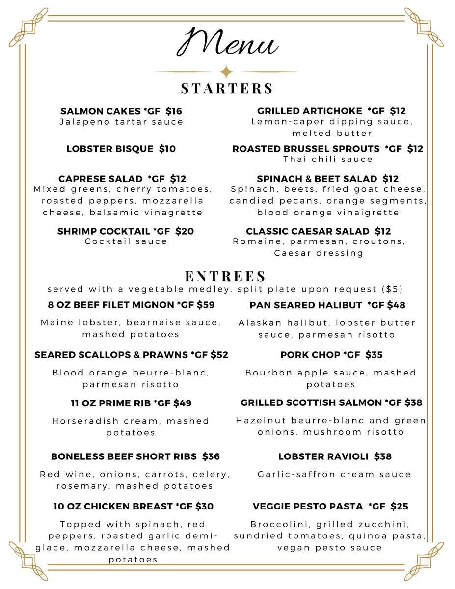 New Year's Eve Menu