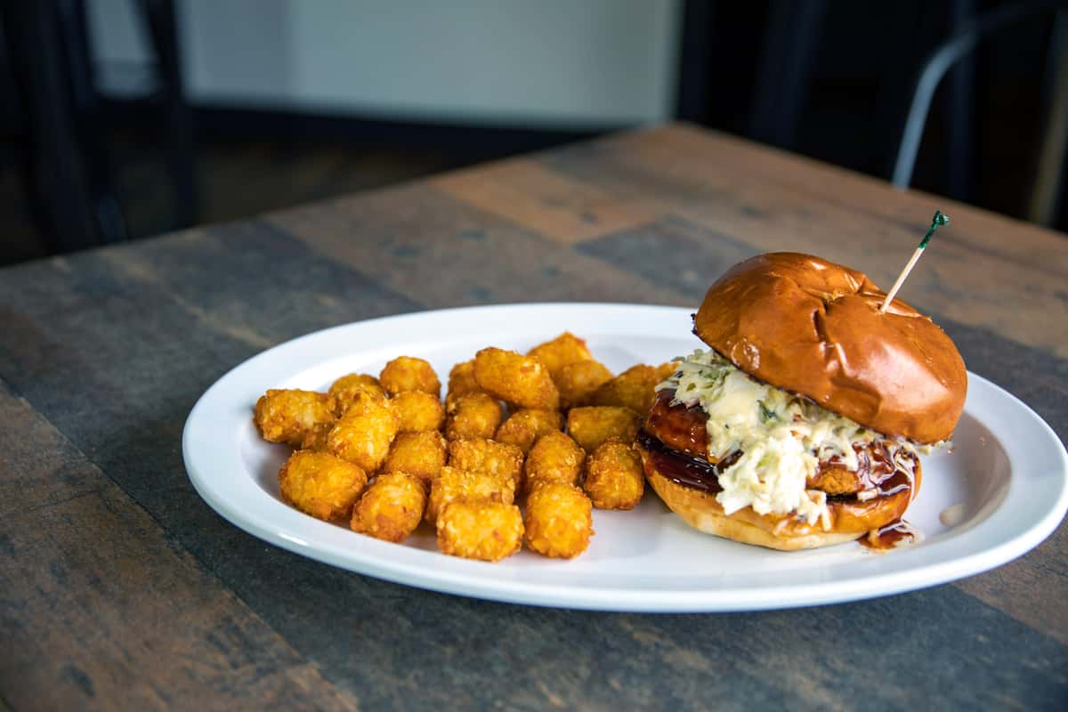 sandwich and tots