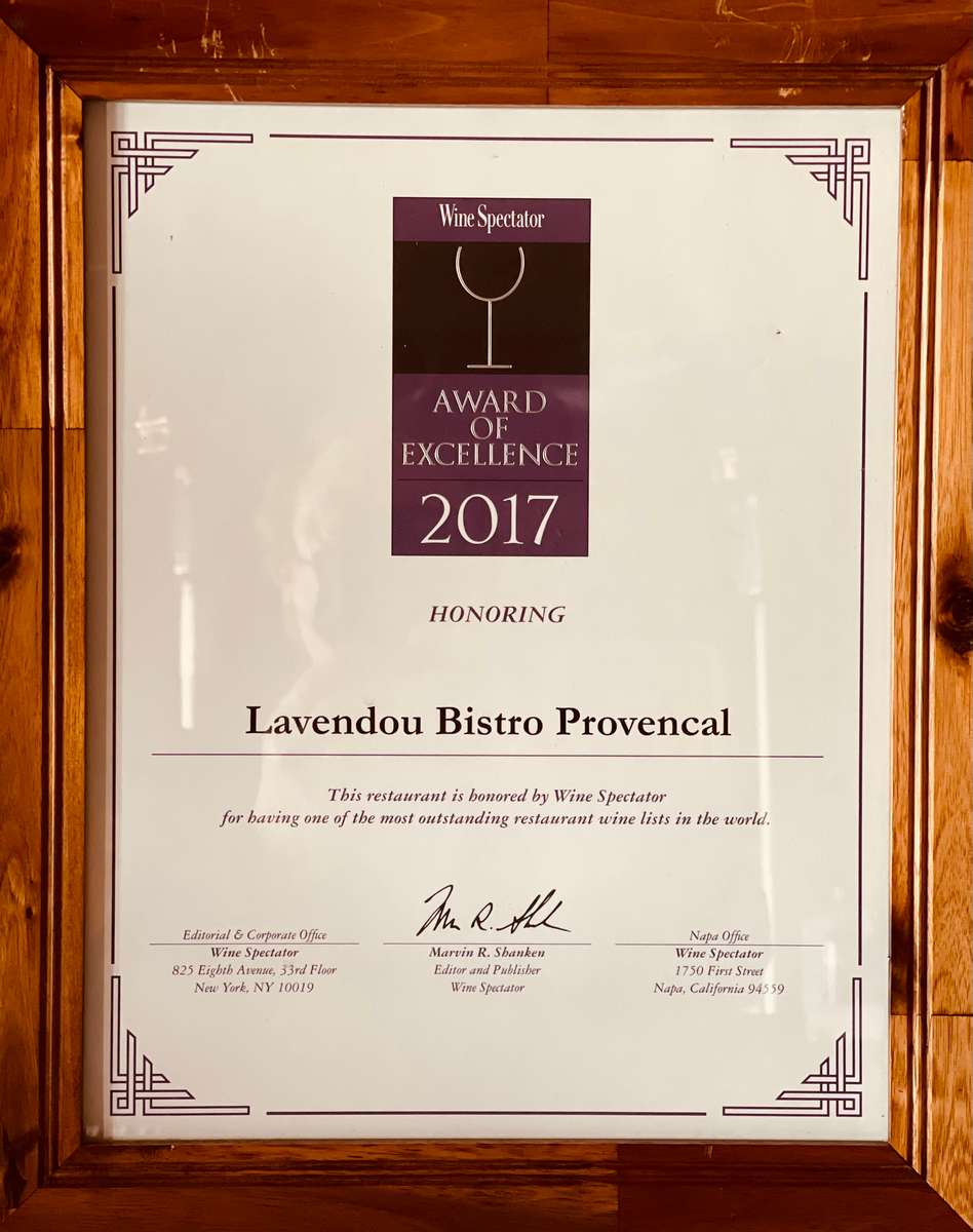 Award of Excellence Wine Spectator 2017