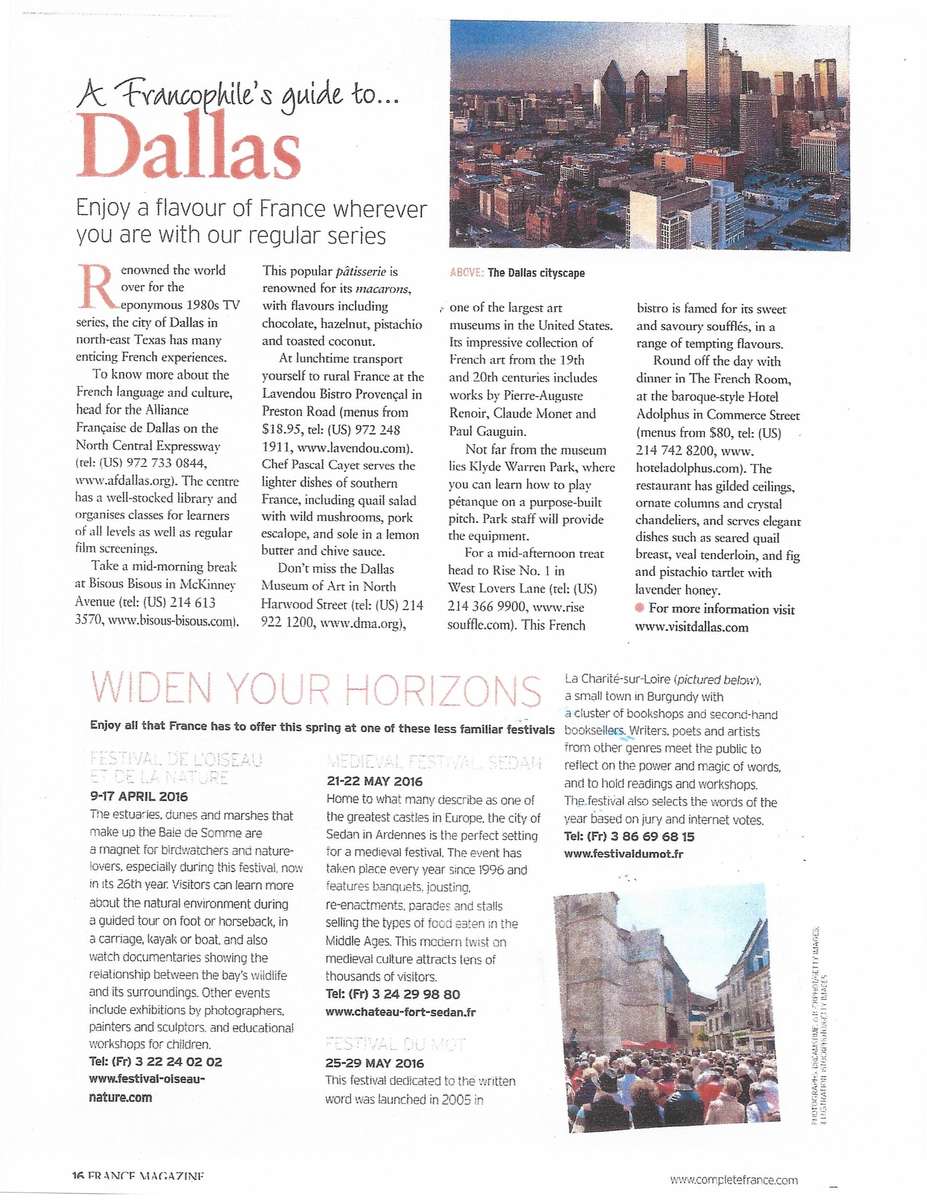 Lavendou Recognition in France Magazine 2016