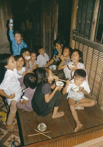 family enjoying food together