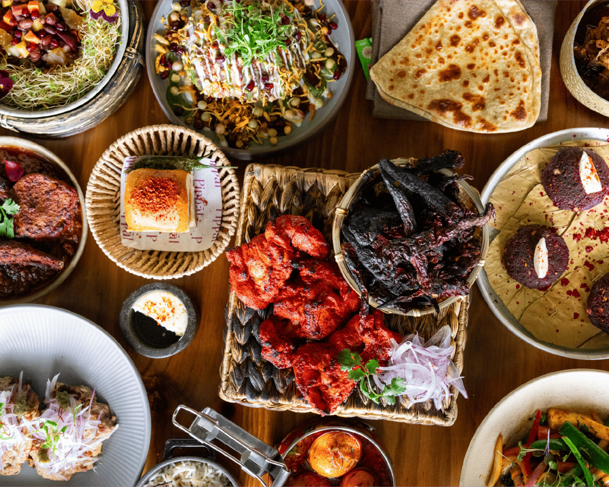 Lunch dishes at Pippal Indian Restaurant near Bay Street Emeryville