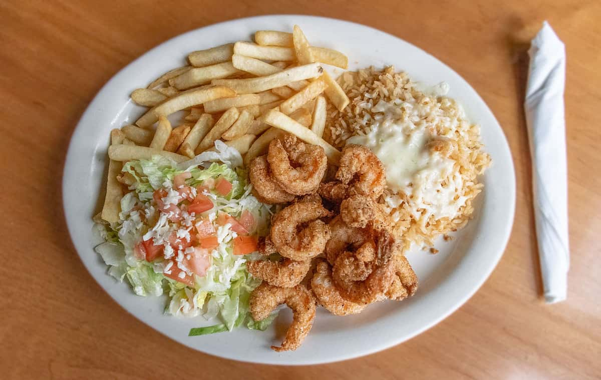 fried shrimp with french fries