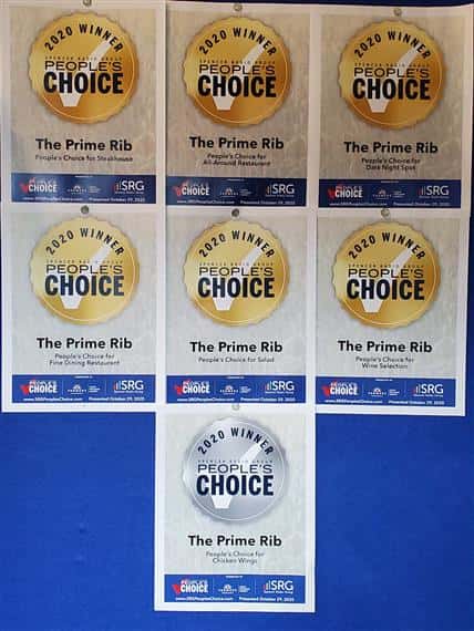 multiple people's choice awards on a wall