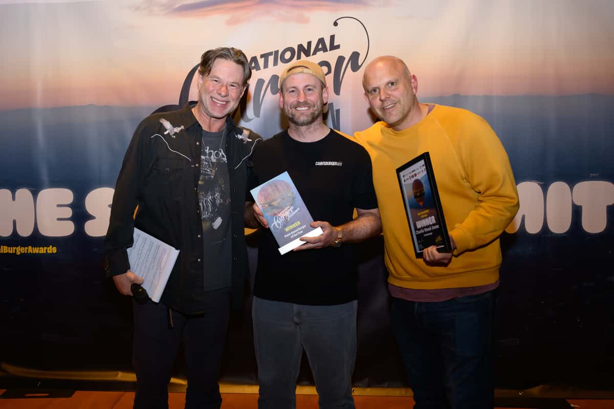 Accepting the award for best vegan burger at the national burger awards 2026