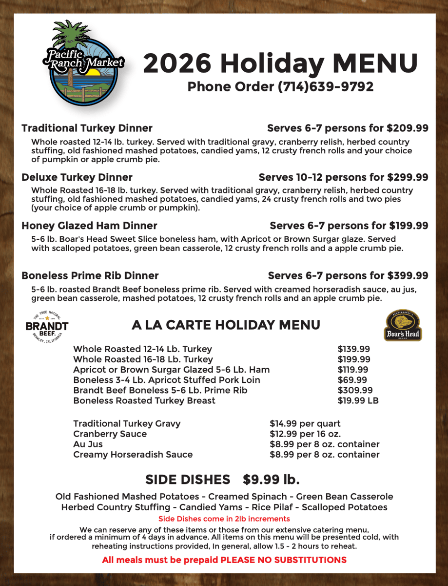 Holiday Menu