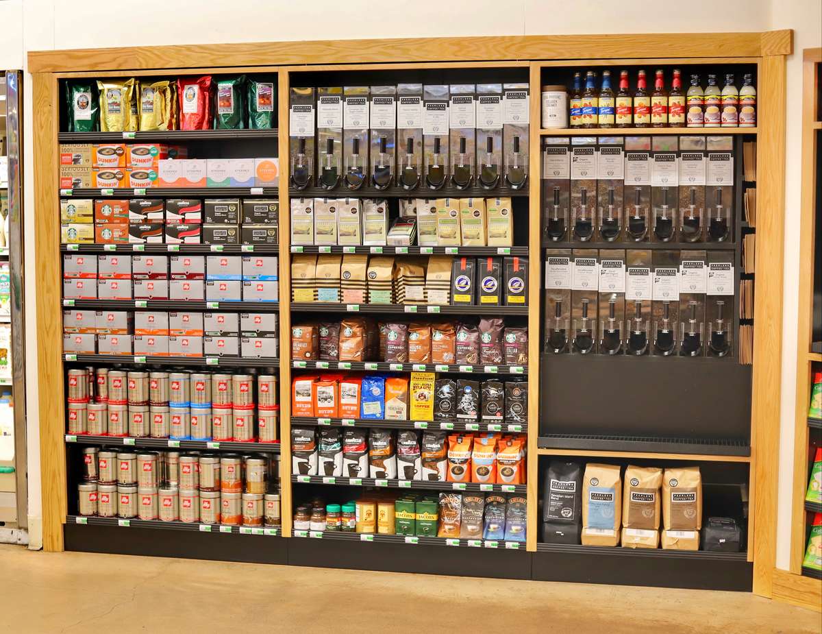 Grocery jams, coffee and sauces