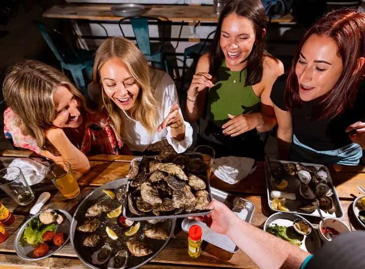 Group of friends eating out